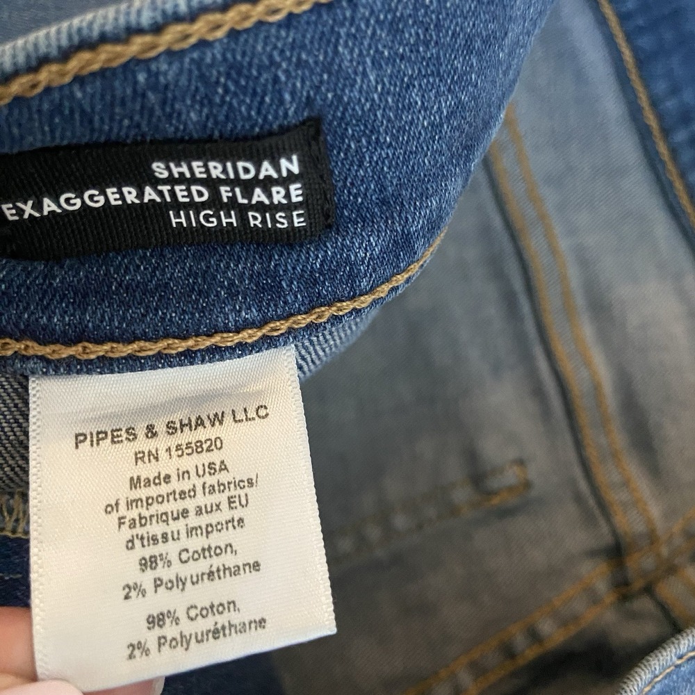 Veronica Beard Medium Wash High Rise Exaggerated Flare Sheridan Jeans Size 30 - Picture 6 of 8